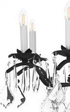 15-Light Wrought Iron Crystal Chandelier Black Finish, 36"x36" Large Rustic Vintage Barn Metal Ceiling Light