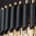 8 Lights Retro Palladium Glass Fringe Chandelier, 4-Tier Elegant Ceiling Light 19.7"x18.9"