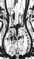 15-Light Wrought Iron Crystal Chandelier Black Finish, 36"x36" Large Rustic Vintage Barn Metal Ceiling Light