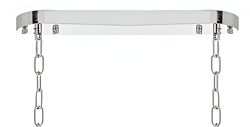 12-Lights Retro Palladium Glass Fringe Chandelier, 49"x14"x18" Chrome Finish Ceiling Light