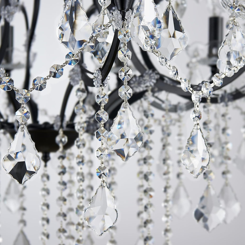 Luxury entryway crystal chandelier in modern American home