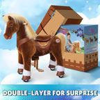 PonyCycle Model Y® Ride-On Horse, Brown - Rideable Toy for Kids Age 4-7, Mechanical Walking Ride-On Toy