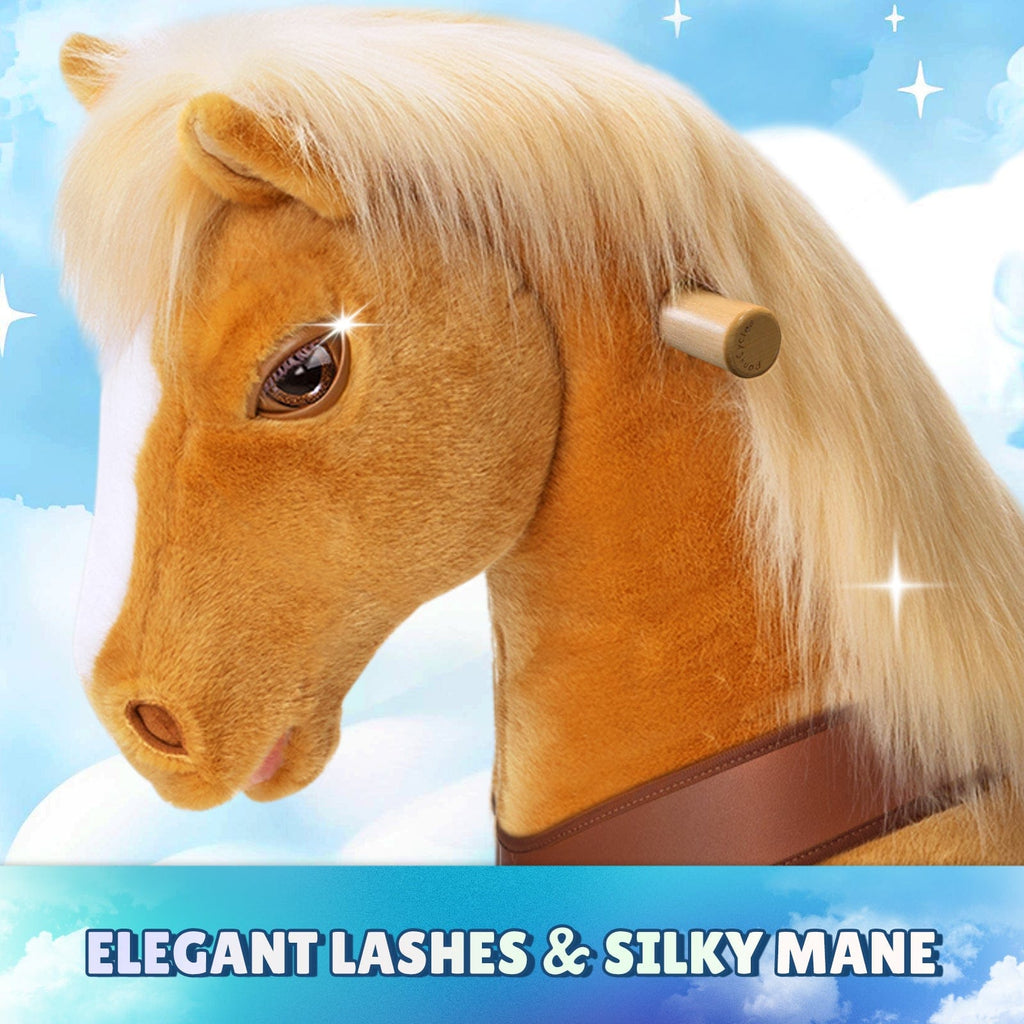 PonyCycle Model Y Ride-On Horse, Light Brown - Rideable Toy for Kids Age 4-7, Mechanical Walking Ride-On Toy