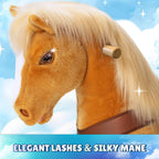 PonyCycle Model Y Ride-On Horse, Light Brown - Rideable Toy for Kids Age 4-7, Mechanical Walking Ride-On Toy