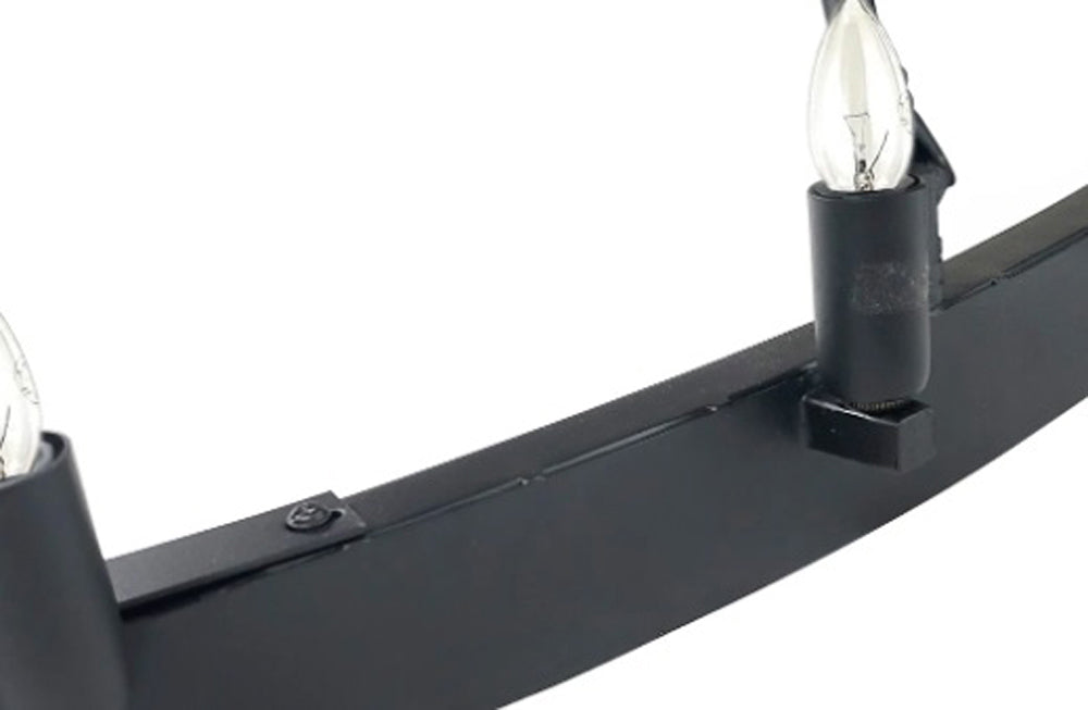 12-Light Vintage Rustic Chandelier Black Finish, Wrought Iron Barn-Style Castile One-Tier Industrial Lighting Fixture