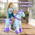 PonyCycle Model U® Purple Large Ride-On Unicorn for Kids Age 7+, Mechanical Walking Pony Toy