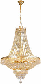 9-Light French Empire Crystal Chandelier, Gold Ceiling Lighting Fixture for Living Room, Dining Room, Foyer & Entryway
