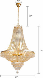 9-Light French Empire Crystal Chandelier, Gold Ceiling Lighting Fixture for Living Room, Dining Room, Foyer & Entryway