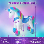 PonyCycle Model Y® Ride-On Unicorn, Rainbow - Rideable Toy for Kids Age 4-7, Mechanical Walking Unicorn Ride-On Toy
