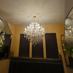 24-Light Large Gold Modern Crystal Chandelier, 3-Layer Luxury Ceiling Light Fixture for Lobby, Foyer, Staircase & Entrance Hall