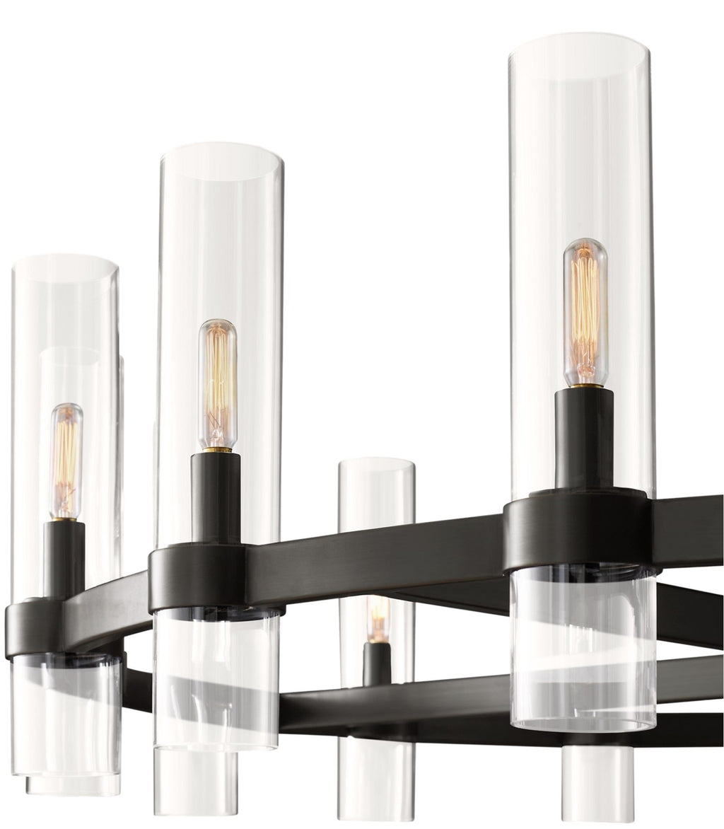 20-Light Round Chandelier Black Finish, 60" Rustic Vintage Barn Metal Industrial Loft Ceiling Lighting Fixture