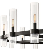 20-Light Round Chandelier Black Finish, 60" Rustic Vintage Barn Metal Industrial Loft Ceiling Lighting Fixture