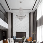 9-Light French Empire Crystal Chandelier, Silver Ceiling Lighting Fixture for Living Room, Dining Room, Foyer & Entryway