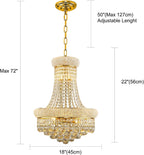 10 Lights Gold Finish Empire Crystal Chandelier Lighting for Dining Room Living Room Foyer Hallway Bedroom Entryway 18"W x 22"H V22-27
