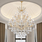 24-Light Large Gold Modern Crystal Chandelier, 3-Layer Luxury Ceiling Light Fixture for Lobby, Foyer, Staircase & Entrance Hall