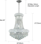 12-Light Silver Empire Style Crystal Chandelier for Living Room, Stairway, and Dining Room (22"W x 27"H) V22-23