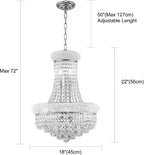 10 Lights Chrome Finish Empire Crystal Chandelier Lighting for Dining Room Living Room Foyer Hallway Bedroom Entryway 18"W x 22"H V22-26
