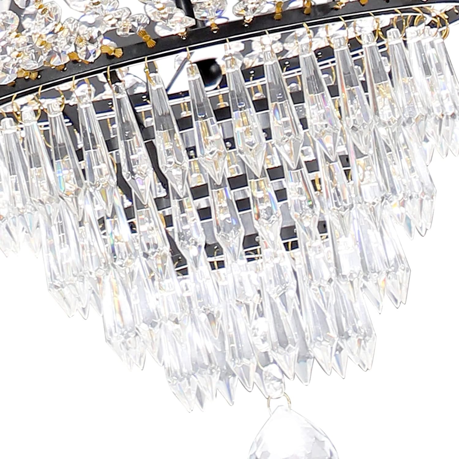 9-Light French Empire Crystal Chandelier, Black Ceiling Lighting Fixture for Living Room, Dining Room, Foyer & Entryway