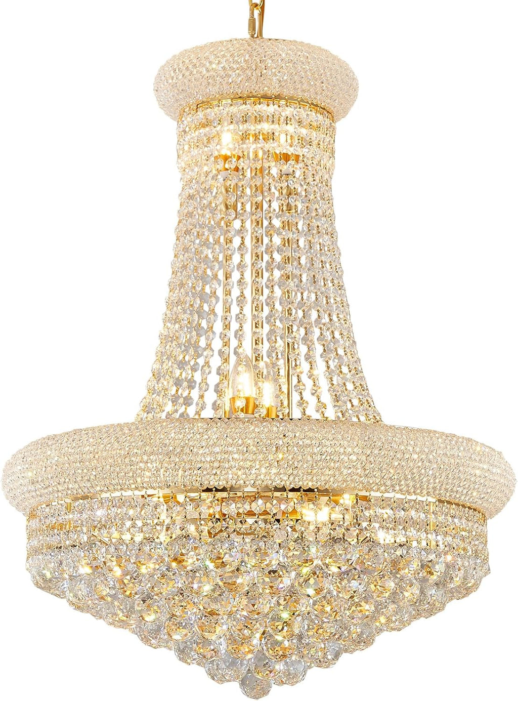 14 Lights Gold Finish Empire Crystal Chandelier Lighting for Living Room Foyer Dining Room Hallway Entryway 32"H x 24"W V22-25