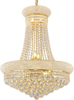 14 Lights Gold Finish Empire Crystal Chandelier Lighting for Living Room Foyer Dining Room Hallway Entryway 32"H x 24"W V22-25
