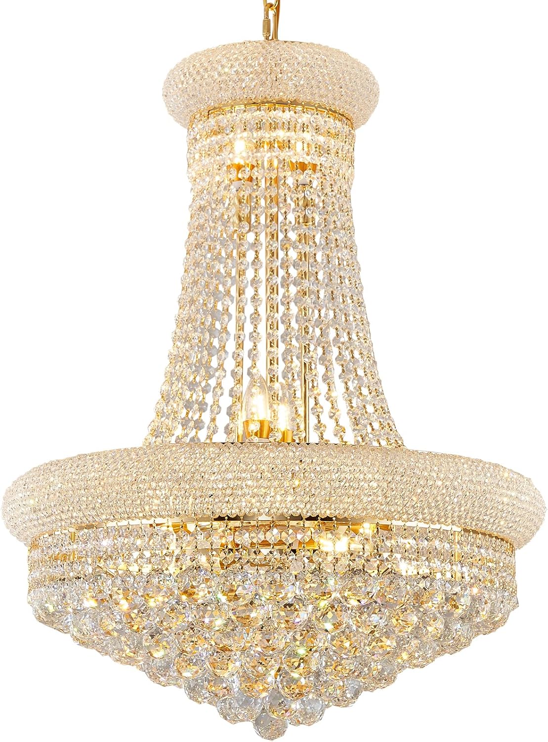 14 Lights Gold Finish Empire Crystal Chandelier Lighting for Living Room Foyer Dining Room Hallway Entryway 32"H x 24"W V22-25