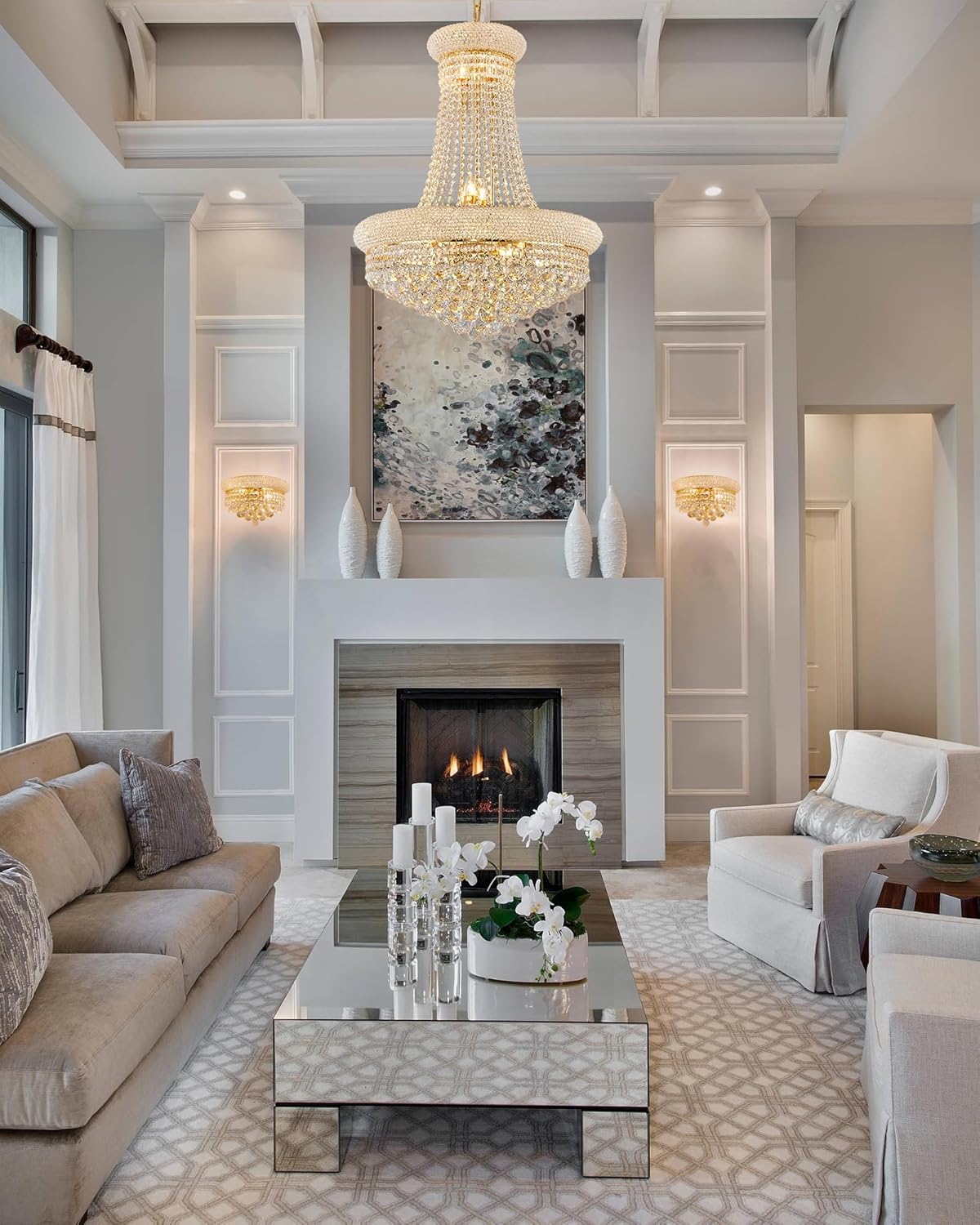 14 Lights Gold Finish Empire Crystal Chandelier Lighting for Living Room Foyer Dining Room Hallway Entryway 32"H x 24"W V22-25