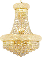 12-Light Gold Empire Style Crystal Chandelier for Living Room, Stairway, and Dining Room (22"W x 27"H) V22-22