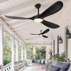 52″ 3-Blade Farmhouse Ceiling Fan with Lights - Dimmable Solid Wood, Outdoor Propeller Design, Remote-Controlled for Patio & Indoor Use