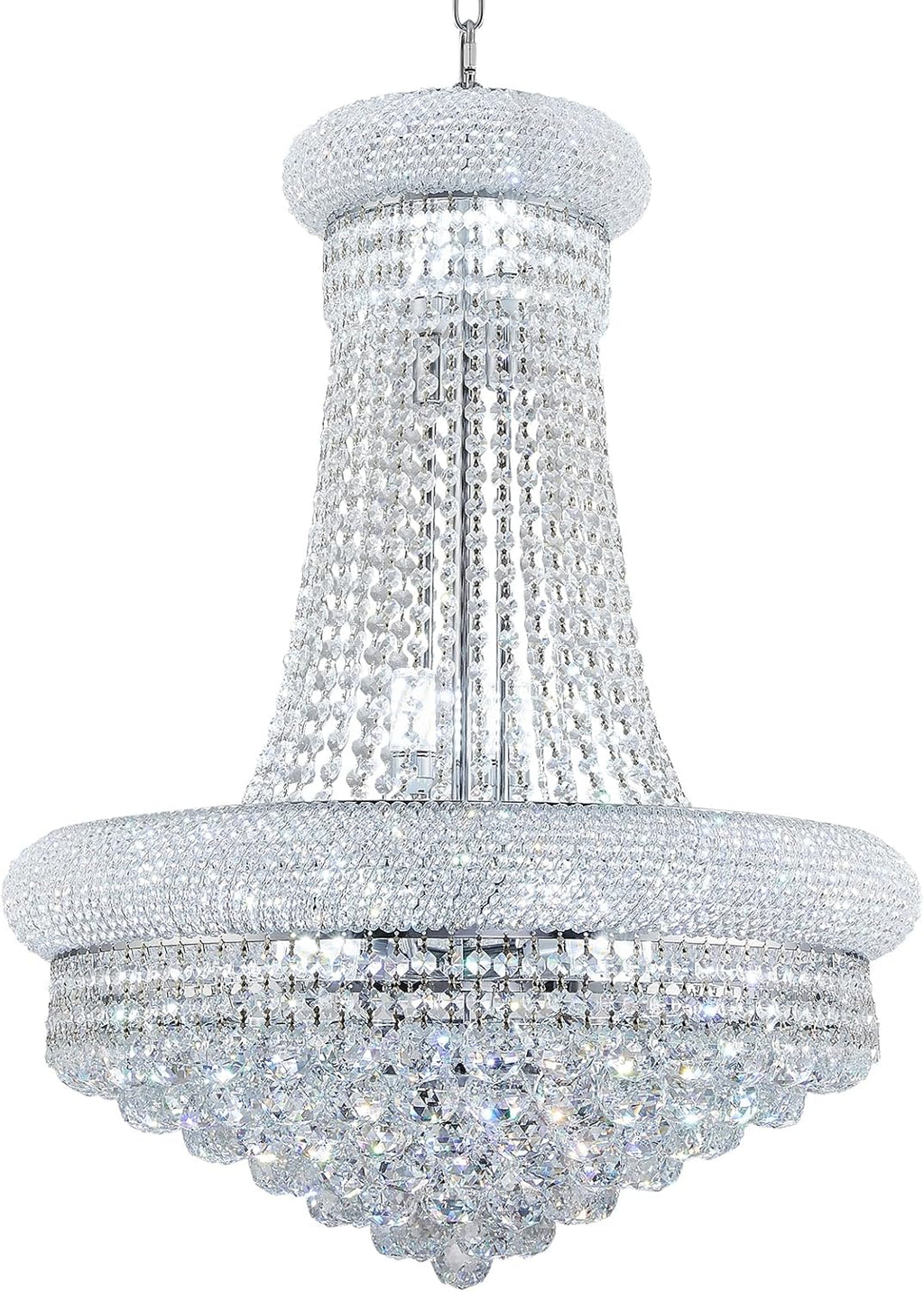 14 Lights Chrome Finish Empire Crystal Chandelier Lighting for Living Room Foyer Dining Room Hallway Entryway 32"H x 24"W V22-24