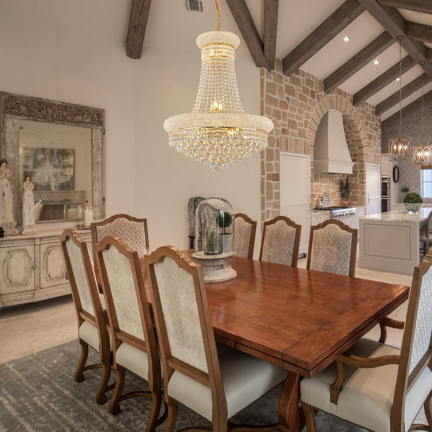 14 Lights Gold Finish Empire Crystal Chandelier Lighting for Living Room Foyer Dining Room Hallway Entryway 32"H x 24"W V22-25