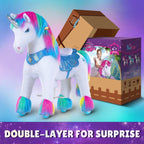 PonyCycle Model Y® Ride-On Unicorn, Rainbow - Rideable Toy for Kids Age 4-7, Mechanical Walking Unicorn Ride-On Toy