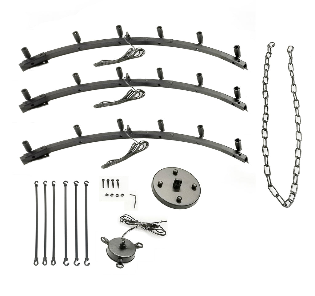 18-Light Wagon Wheel Chandelier Black Finish, 38"x40" Rustic Wrought Iron Vintage Barn Industrial Ceiling Light