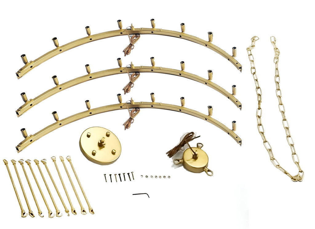 24-Light Industrial Rustic Chandelier Gold Finish, 50"x48" Wrought Iron Vintage Barn Castile One-Tier Fixture