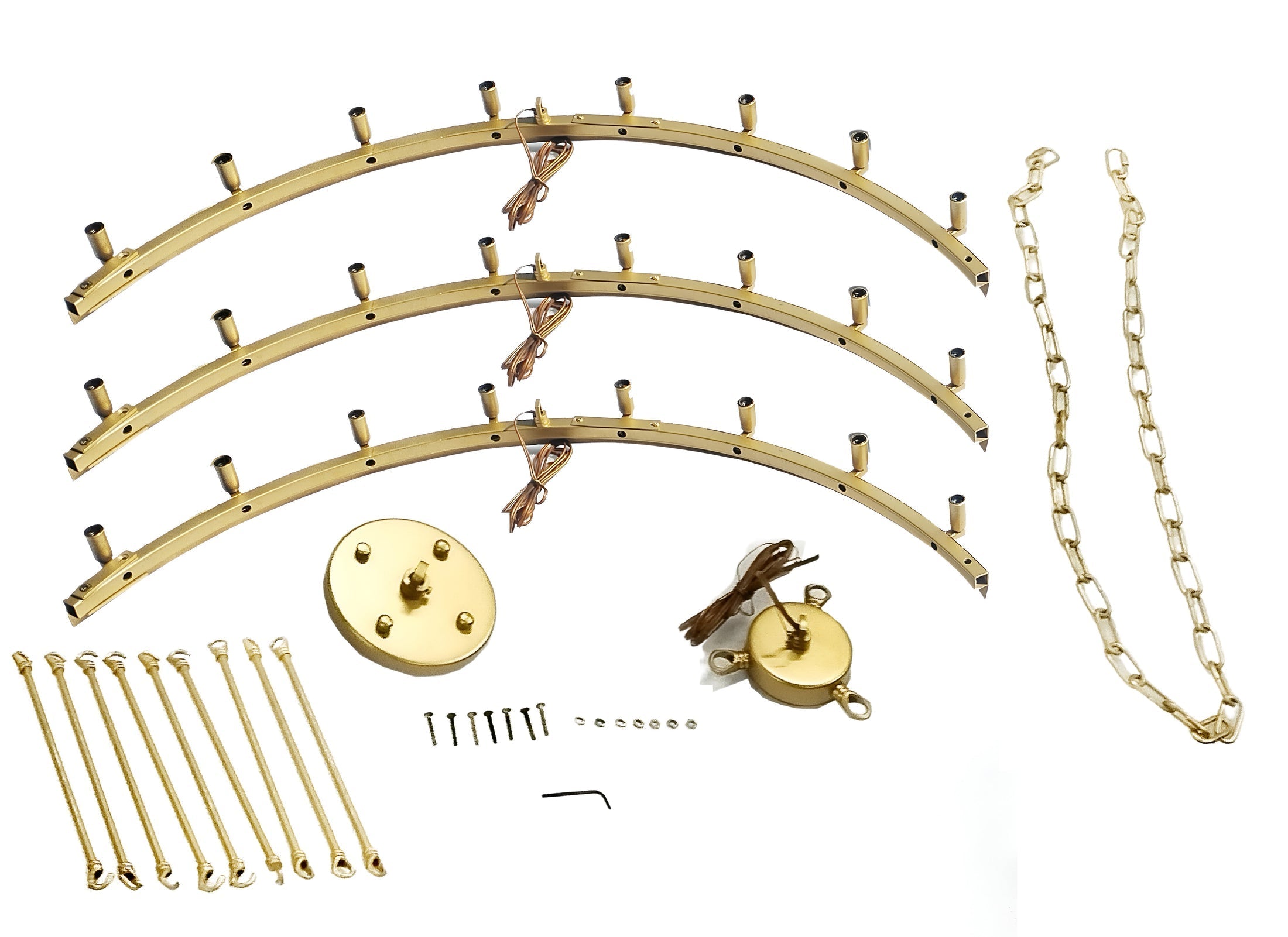 24-Light Industrial Rustic Chandelier Gold Finish, 50"x48" Wrought Iron Vintage Barn Castile One-Tier Fixture