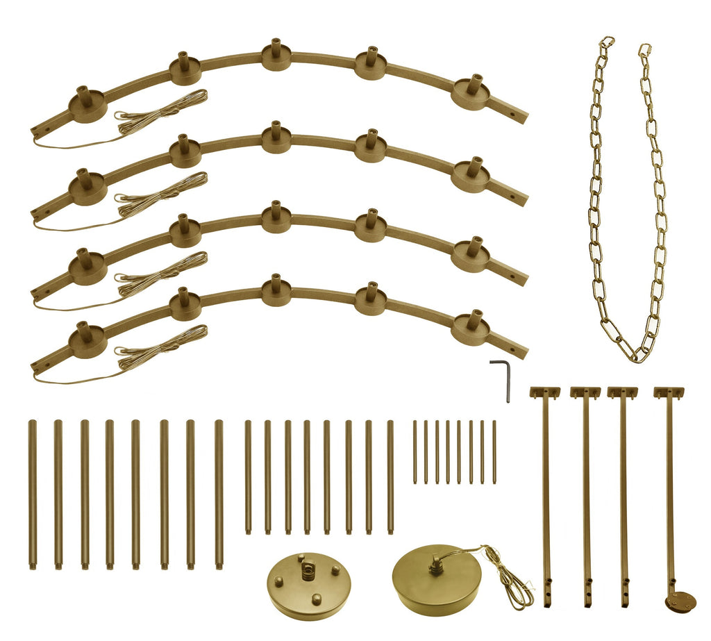 20-Light Round Chandelier Gold Finish, 60" Rustic Vintage Barn Metal Industrial Loft Ceiling Lighting Fixture