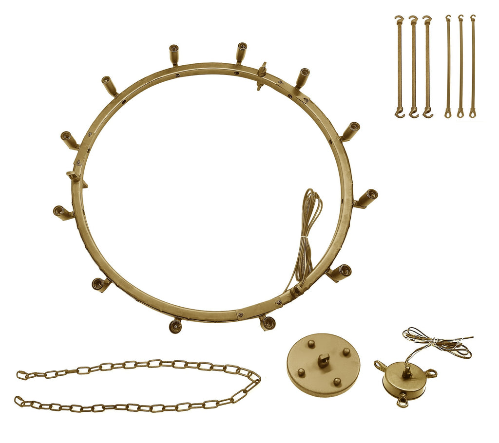 12-Light Vintage Rustic Chandelier Gold Finish, Wrought Iron Barn-Style Castile One-Tier Industrial Lighting Fixture