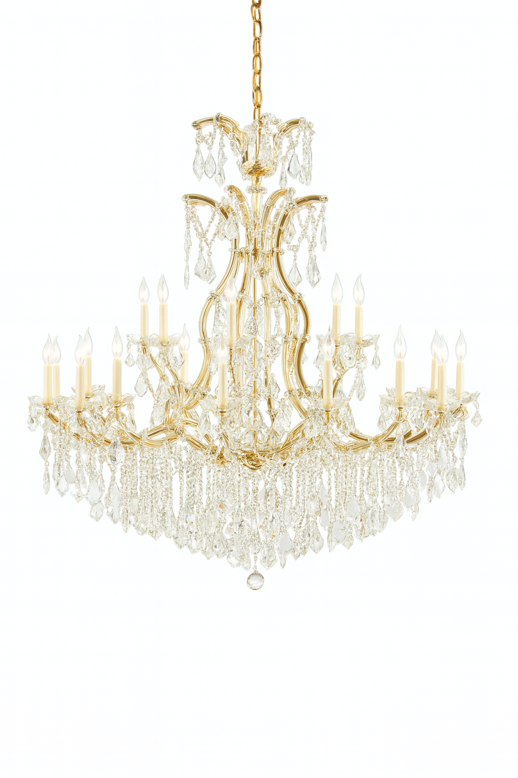 Grand Maria Theresa Crystal Chandelier - Sparkling Statement Lighting for Foyers & Entryways, 52"H x 46"W Gold, V21-09