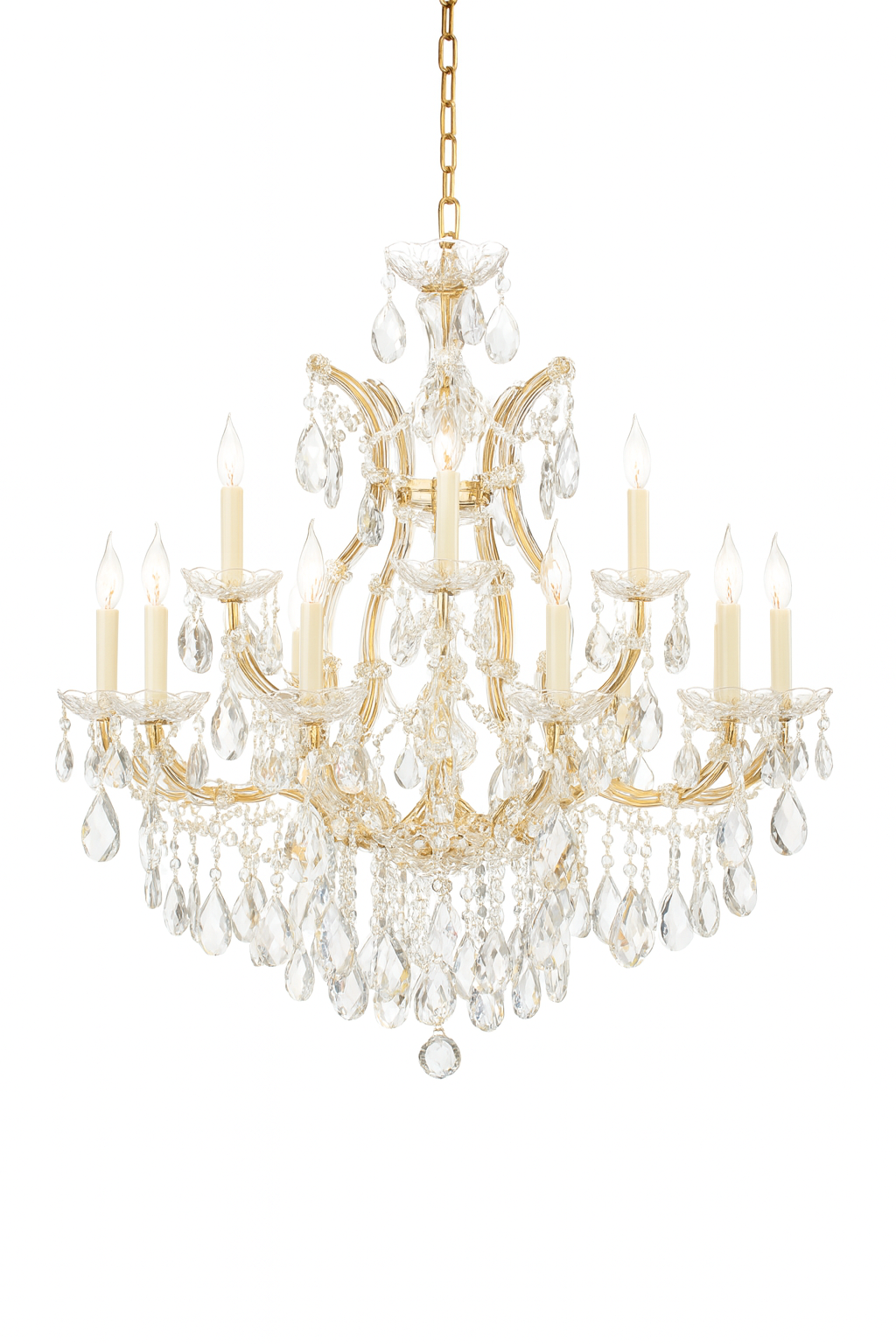 Radiant Maria Theresa Crystal Chandelier - Timeless Sparkle, 30"H x 28"W, Gold, V21-12