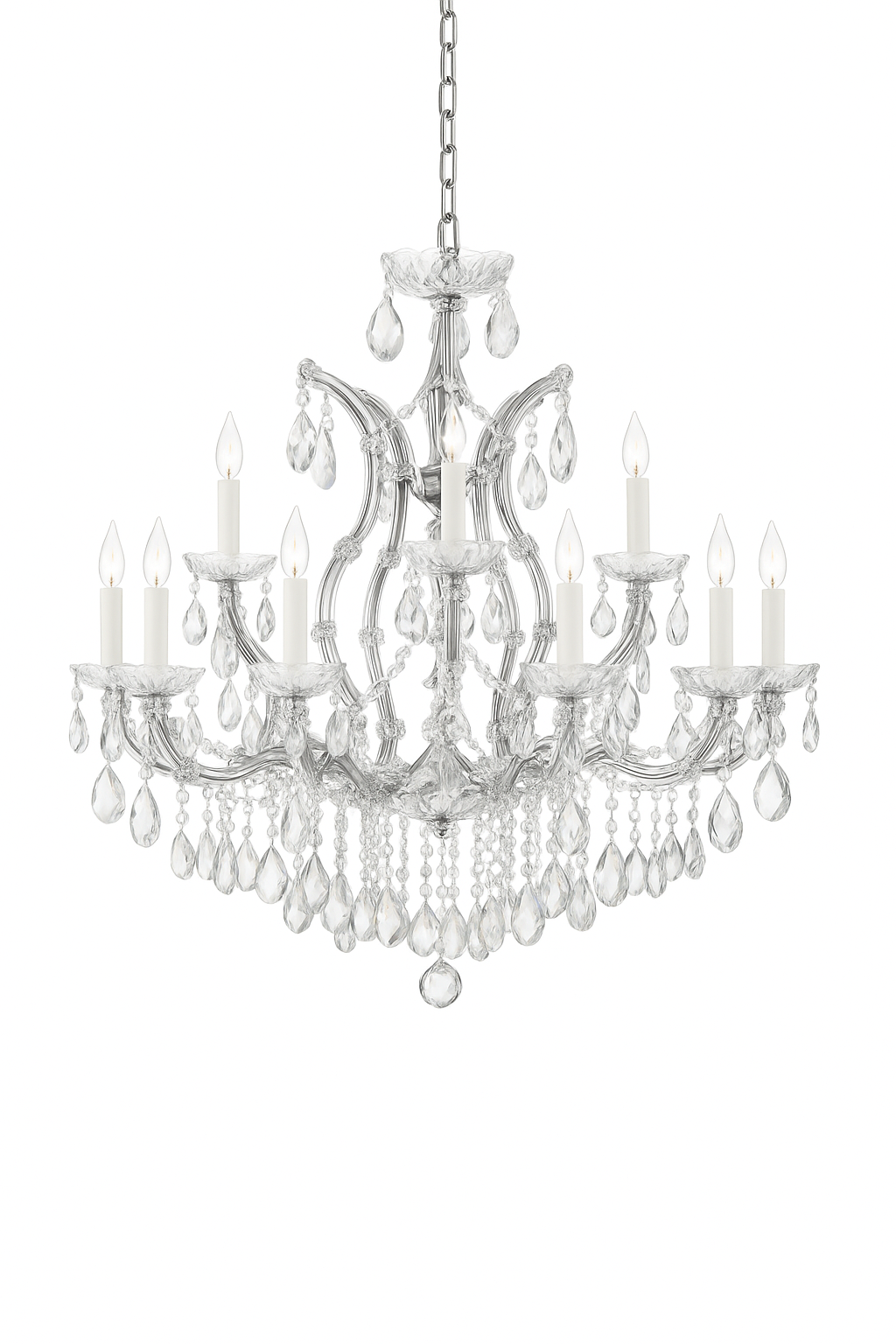 Radiant Maria Theresa Crystal Chandelier - Timeless Sparkle, 30"H x 28"W, Silver, V21-13