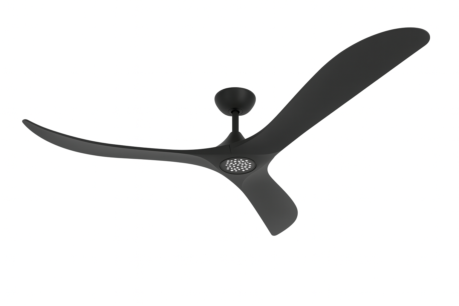 72" Black Ceiling Fan with LED Light & Remote - DC Motor, Solid Wood Blades, Flush Mount V22-20