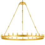24-Light Industrial Rustic Chandelier Gold Finish, 50"x48" Wrought Iron Vintage Barn Castile One-Tier Fixture