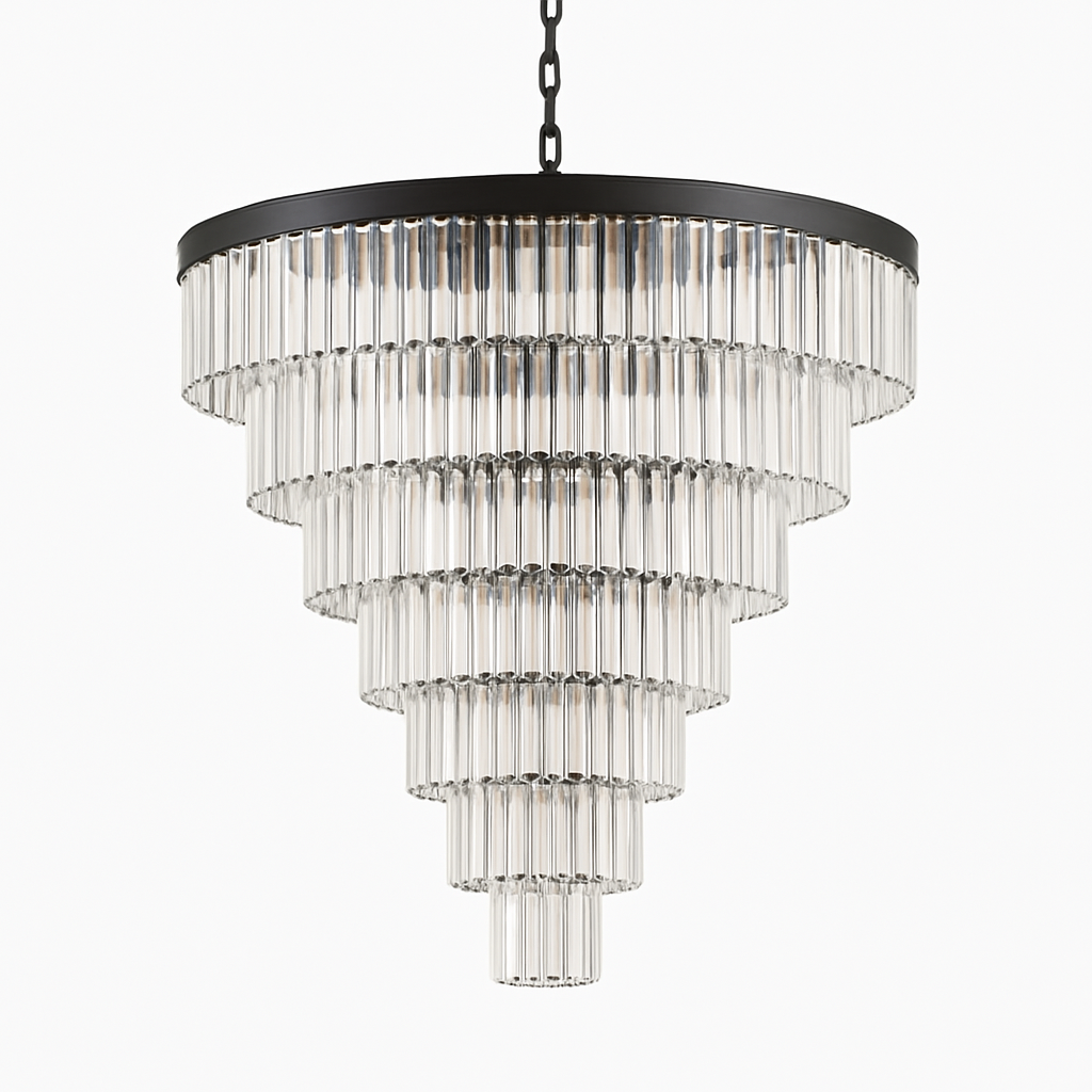 33 Lights Vintage Palladium Glass Fringe Chandelier, 7-Tier Timeless 33.5"x43.5" Elegant Ceiling Light