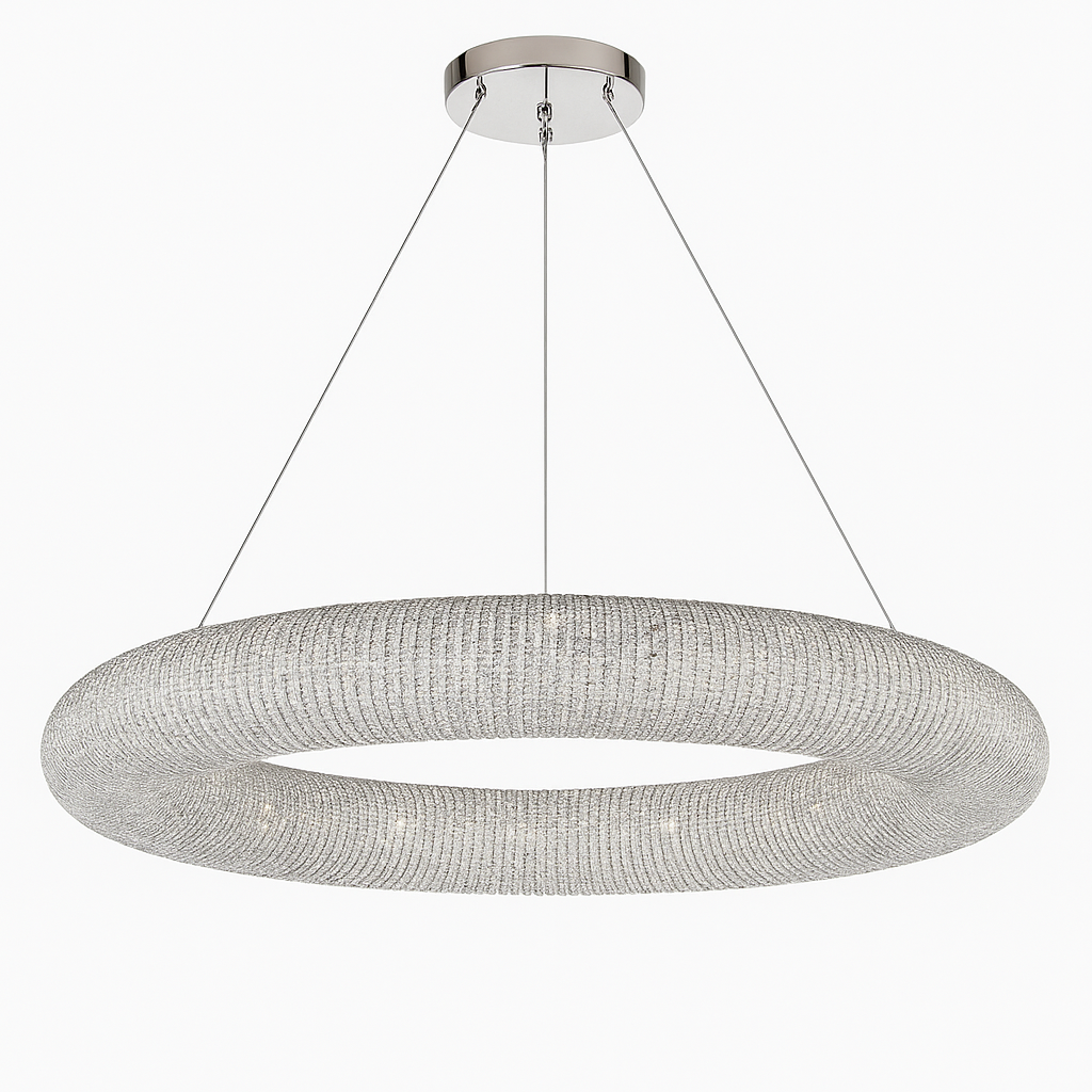 12 Lights Floating Orb Halo Chandelier, Silver Modern Crystal Ceiling Fixture 41"x6"