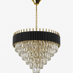 11 Lights Vintage Palladium Glass Fringe Chandelier, Retro 6-Tier Elegant Ceiling Light Fixture, 23.6" x 20.8"