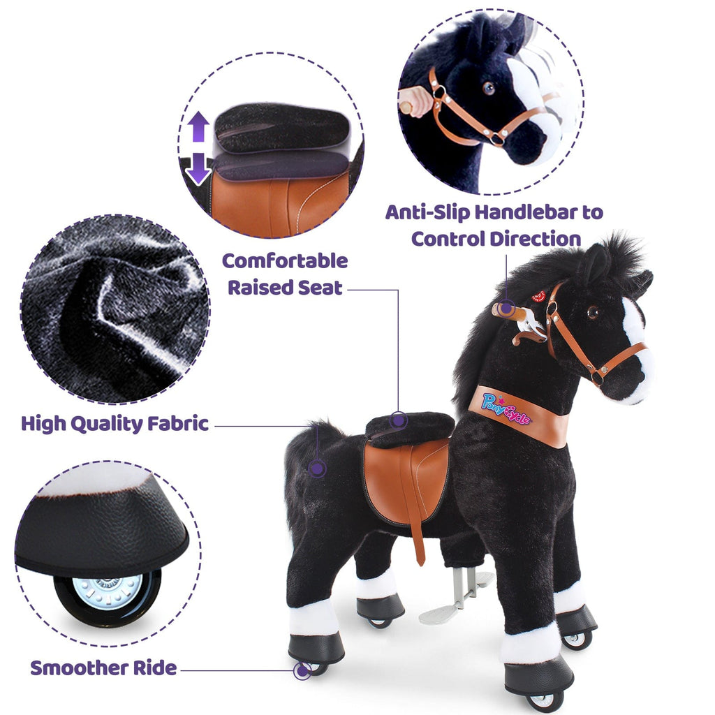 PonyCycle Model U® Black Large Ride-On for Kids Age 7+, Mechanical Walking Pony Toy