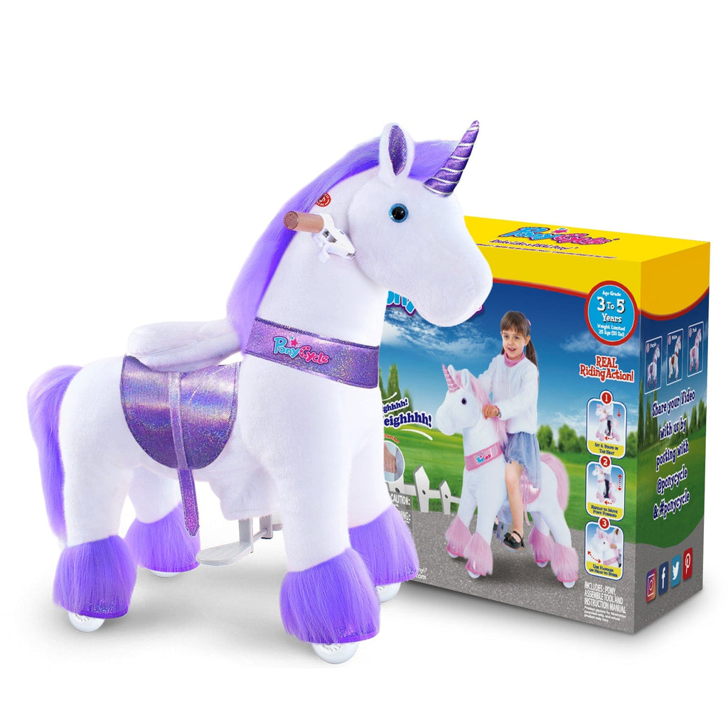 PonyCycle Model U® Purple Ride-On Unicorn for Kids Age 3-4, Mechanical Walking Pony Toy