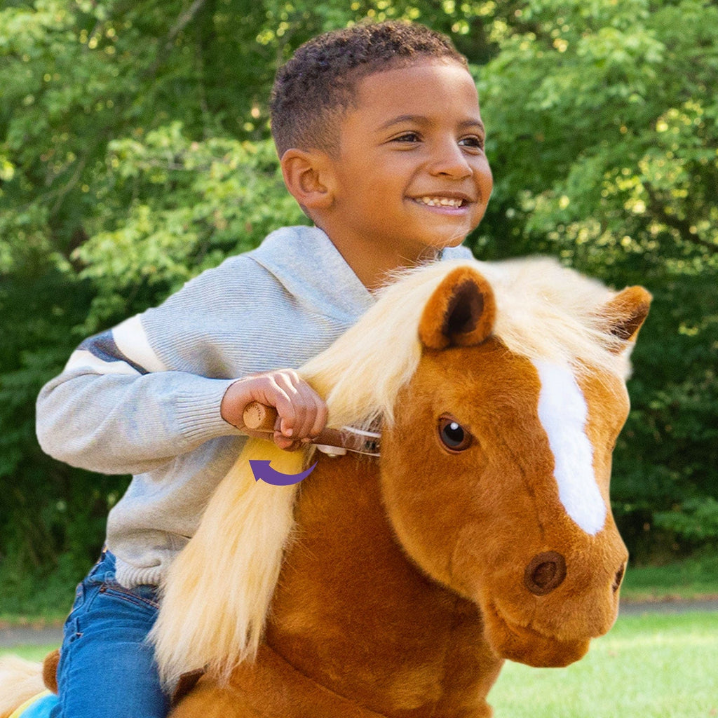 PonyCycle Model X Ride-On Horse, Brown - Rideable Toy for Kids Age 4-7, Mechanical Walking Ride-On Toy