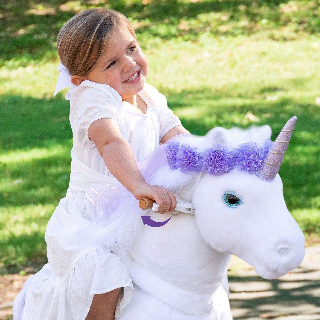 PonyCycle Model X® Ride-On Unicorn, Purple - Rideable Toy for Kids Age 4-7, Mechanical Walking Unicorn Ride-On Toy