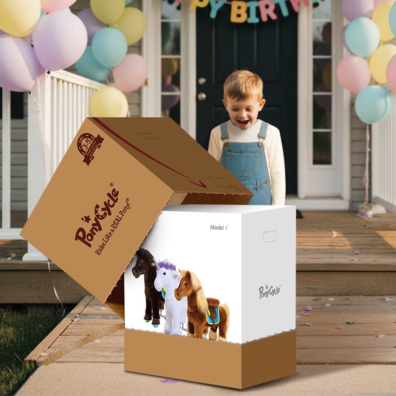 PonyCycle Model X® Ride-On Horse, Brown - Rideable Toy for Kids Age 3-4, Mechanical Walking Ride-On Toy