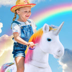 PonyCycle Model X® Ride-On Unicorn, Rainbow - Rideable Toy for Kids Age 3-4, Mechanical Walking Unicorn Ride-On Toy